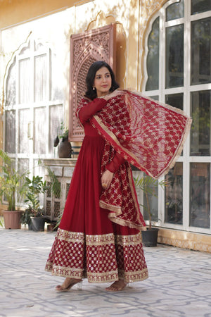 Royal Maroon Magic Designer Gown