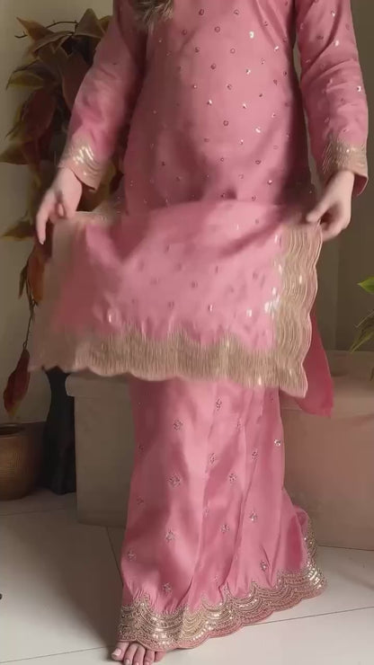Rosy Glow Designer Palazzo Suit with Dupatta